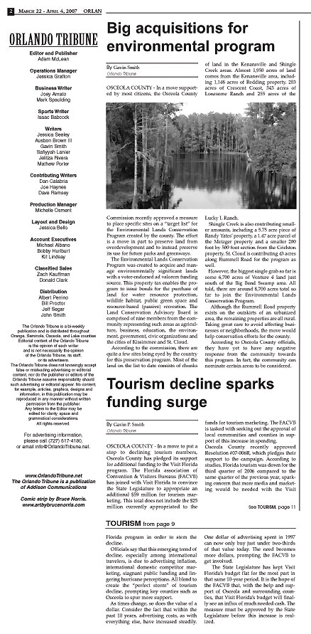 Big Acquisitions for Environmental Program - Orlando Tribune 2007 Gavin P Smith