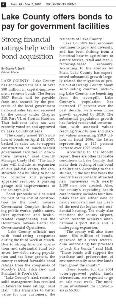 Orlando Tribune Lake County Bonds