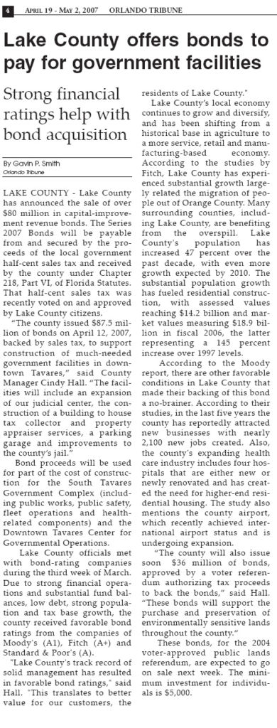 Orlando Tribune Lake County Bonds