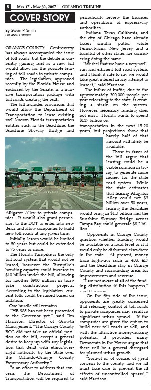Orlando Tribune Toll Roads 2 - 2007