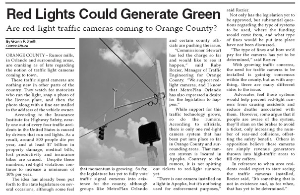 Orlando Tribune Red Light Program 2007 Gavin P Smith