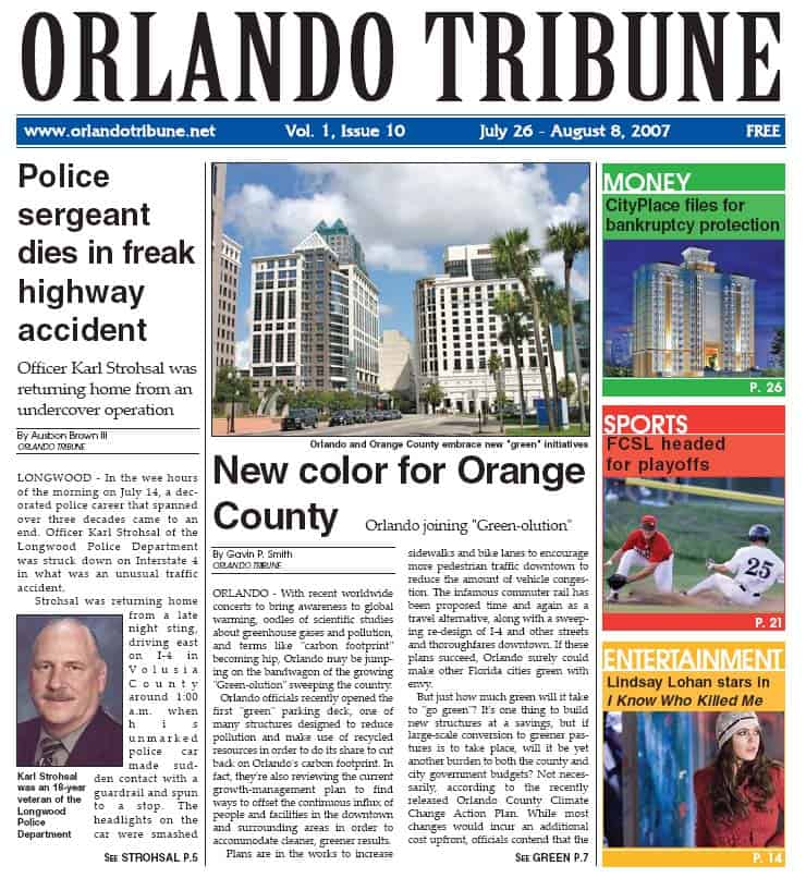 Orlando Tribune - Greenolution Cover Story 2007