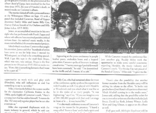 Gavin P Smith - Encore Magazine - Bruce Cameron, Billy Cox, Buddy Miles Tour 1999