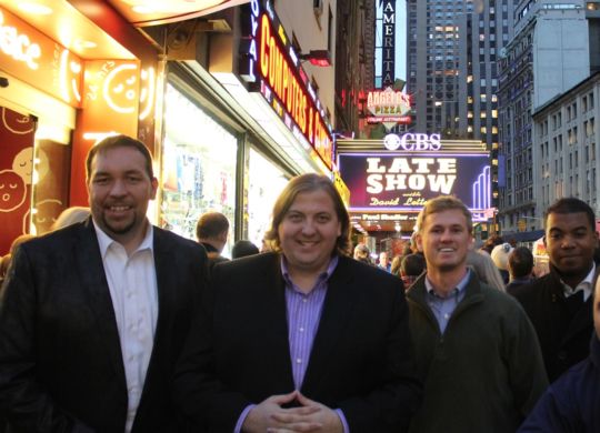 Gavin P. Smith outside of the Late Show with David Letterman Theater, NYC, 2012.