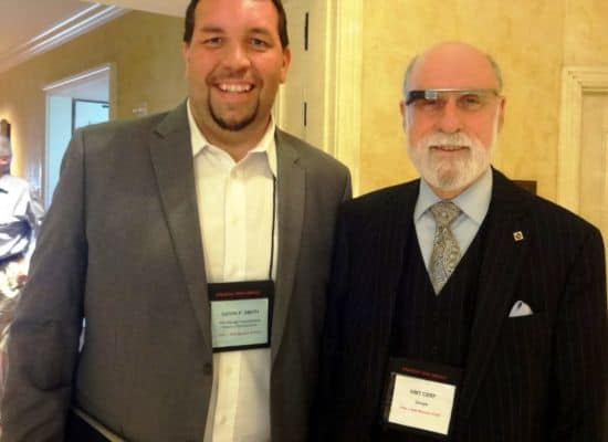 2013 - Gavin P Smith w Google executive Vint Cerf - Father of the Internet - Future In Review Conference - Laguna Beach CA