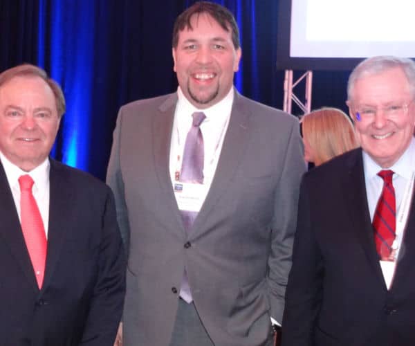 Gavin P Smith with Harold Hamm and Steve Forbes 3-12-15 Forbes Reinventing America Summit